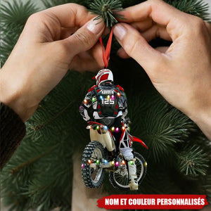 Ornement de Noël Personnalisée Motocross Rider – Cadeau Unique pour Motards