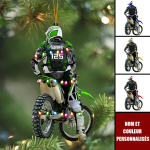Ornement de Noël Personnalisée Motocross Rider – Cadeau Unique pour Motards