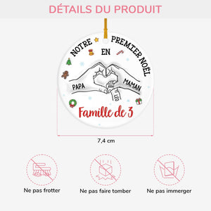 Ornement de Noël en Céramique Personnalisé – Premier Noël en Famille avec Prénoms et Date