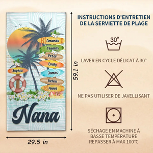 L’Amour de Mamie n’a pas de Limites – Serviette de Plage Personnalisée pour la Famille