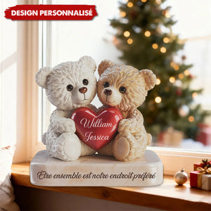 Plaque Couple avec Prénoms Personnalisés — L’amour câliné dans un seul étreinte