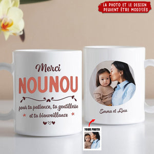 Merci Nounou Avec Photo - Mug Personnalisé Nounou