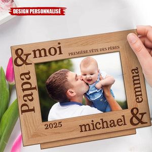 Plaque en bois personnalisée – Papa & Moi, Première Fête des Pères