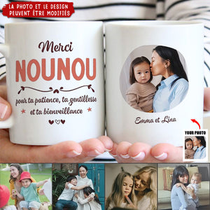 Merci Nounou Avec Photo - Mug Personnalisé Nounou