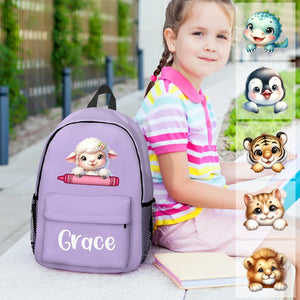 Sac à dos enfant personnalisé avec motif animal mignon – Cartable avec prénom