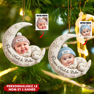 Décoration de Noël Personnalisée – Premier Noël de Bébé sur la Lune
