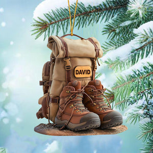 Ornement Personnalisé Sac à Dos & Bottes de Randonnée – Cadeau Aventurier