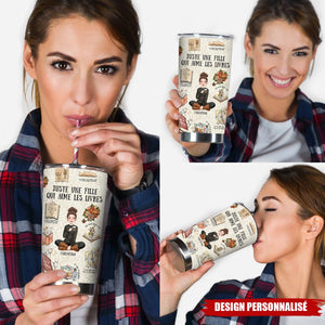 Gobelet Isotherme Personnalisé – Juste une Fille qui Aime les Livres