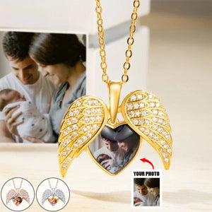 Collier Cœur Ailé avec Photo Personnalisée – Cadeau Unique d’Amour et de Souvenir