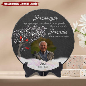 Pierre Commémorative Personnalisée – “Parce que quelqu’un que nous aimons est au paradis”