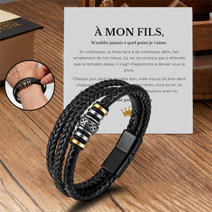 Bracelet en Cuir Personnalisé - Cadeau Émotionnel pour Fils