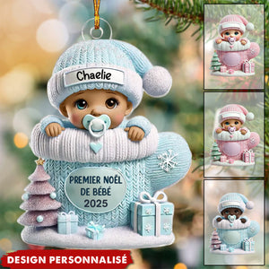 Décoration de Noël Personnalisée Ornement Acrylique - Premier Noël de Bébé