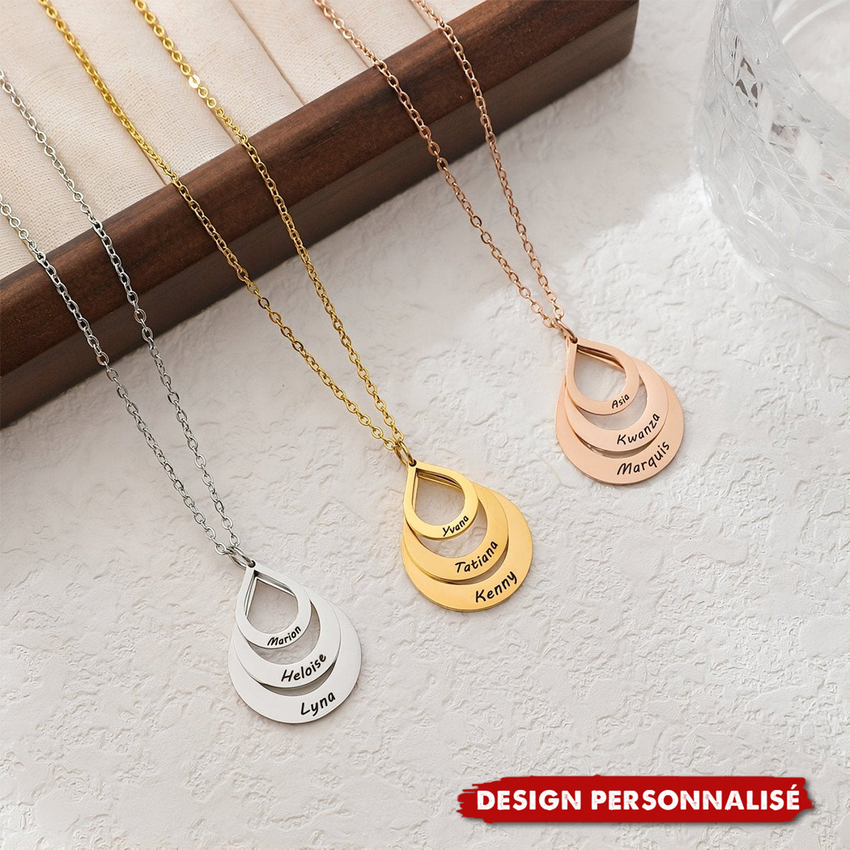 Collier Personnalisé Multi-Prénoms – Design Élégant en Gouttes