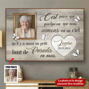 Plaque Mémoriale Personnalisée avec Photo - Un Petit Bout de Paradis en Nous