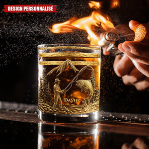 Verre à Whisky Personnalisé – Motif Pêcheur avec Gravure de Nom