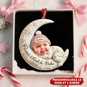 Décoration de Noël Personnalisée – Premier Noël de Bébé sur la Lune