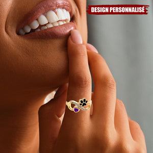 Bague Souvenir Patte Personnalisée - Cadeau pour les Amoureux des Animaux