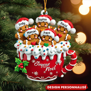 Joyeux Noël – Ornement Familial Pain d’Épices Personnalisé