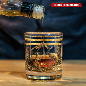 Verre à Whisky Personnalisé – Motif Pêcheur avec Gravure de Nom