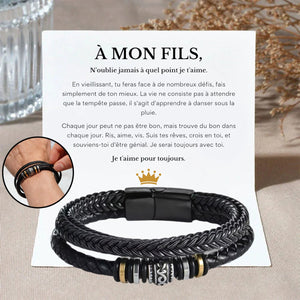 Bracelet en Cuir Personnalisé - Cadeau Émotionnel pour Fils