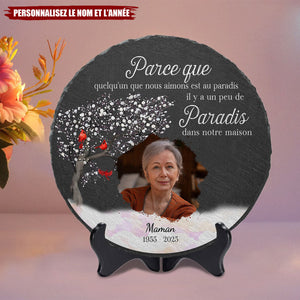 Pierre Commémorative Personnalisée – “Parce que quelqu’un que nous aimons est au paradis”