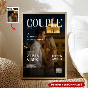 Affiche Personnalisée « Couple Magazine » — Votre Histoire d’Amour en Couverture