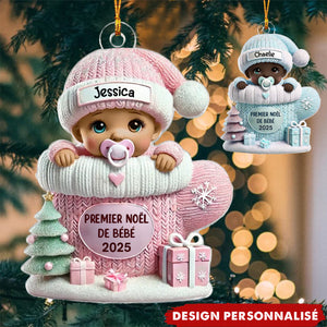 Décoration de Noël Personnalisée Ornement Acrylique - Premier Noël de Bébé