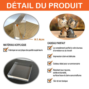 Adorables Chats en Couple – Plaque Acrylique Personnalisée en Forme de Chat