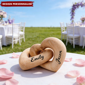 Sculture Cœur Infini en Bois Personnalisée – Décoration Romantique et Cadeau d’Amour Éternel