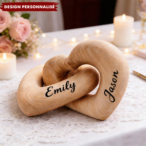 Sculture Cœur Infini en Bois Personnalisée – Décoration Romantique et Cadeau d’Amour Éternel
