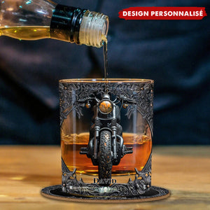 Verre à Whisky Personnalisé Motif Moto – Cadeau Idéal pour Motards