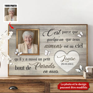 Plaque Mémoriale Personnalisée avec Photo - Un Petit Bout de Paradis en Nous