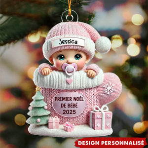 Décoration de Noël Personnalisée Ornement Acrylique - Premier Noël de Bébé