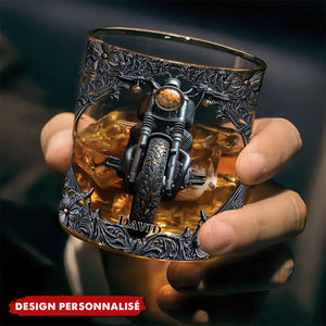 Verre à Whisky Personnalisé Motif Moto – Cadeau Idéal pour Motards