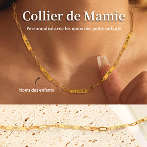 Collier Personnalisé pour Mamie ou Maman – Gravé avec les Prénoms des Enfants/Petits-Enfants