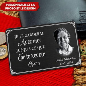 Toujours avec toi - Carte personnalisée en acier inoxydable comme souvenir de portefeuille