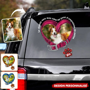 Autocollant Personnalisé – Collier en Cœur avec Photo et Nom du Chien
