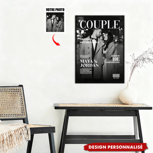 Affiche Personnalisée « Couple Magazine » — Votre Histoire d’Amour en Couverture