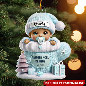 Décoration de Noël Personnalisée Ornement Acrylique - Premier Noël de Bébé