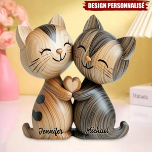 Adorables Chats en Couple – Plaque Acrylique Personnalisée en Forme de Chat