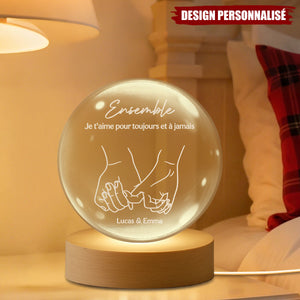 Veilleuse Boule De Cristal Personnalisée - Je t’aime pour toujours et à jamais