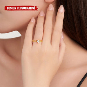 Bague Personnalisée avec Pierre de Naissance – Design Cœur Élégant et Gravure Prénom