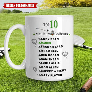 Mug Personnalisé – Top 10 des Meilleurs Golfeurs