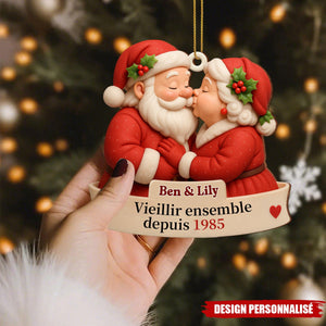 Ornement en Bois Personnalisé – Couple Père Noël & Mère Noël