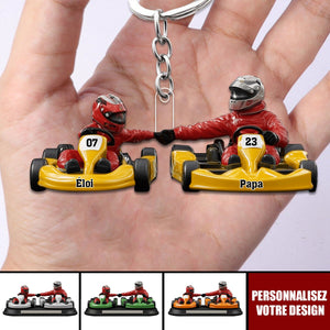 Porte-clés personnalisé Papa & Enfant – Pilotes de course