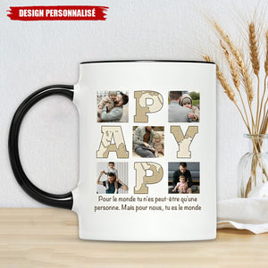 Mug personnalisé avec photos – Papa, tu es notre monde