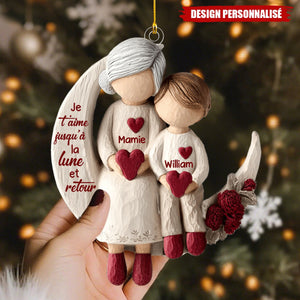 Ornement Personnalisé “Je t’aime jusqu’à la lune et retour” – Mamie et Petit-Enfant