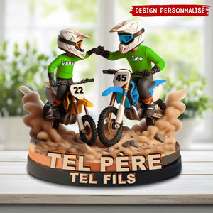 Papa et Fils en Moto Cross – Plaque Personnalisée, Cadeau pour Papa