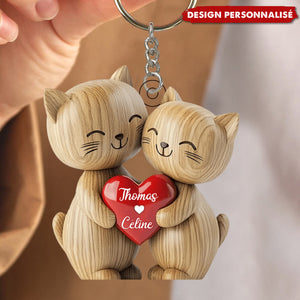Porte-clés Couple de Chats – Cadeau Mignon et Personnalisé