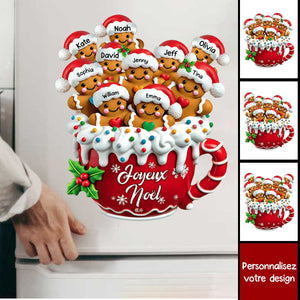 Aimant de Réfrigérateur de Noël Personnalisé – Tasse Pain d’Épices avec Prénoms